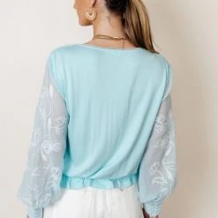 MAIZE Work Edit Arlene Top In Blue - FINAL SALE