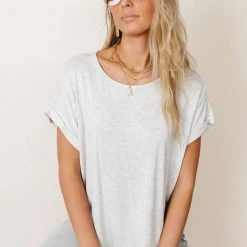 WORUI Dempsey Rolled Sleeve Tee In White Bohme Essentials