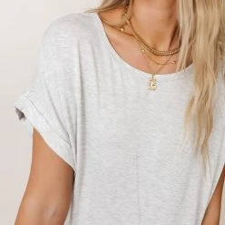 WORUI Dempsey Rolled Sleeve Tee In Grey Tops 12 WORUI Dempsey Rolled Sleeve Tee In Grey Tops