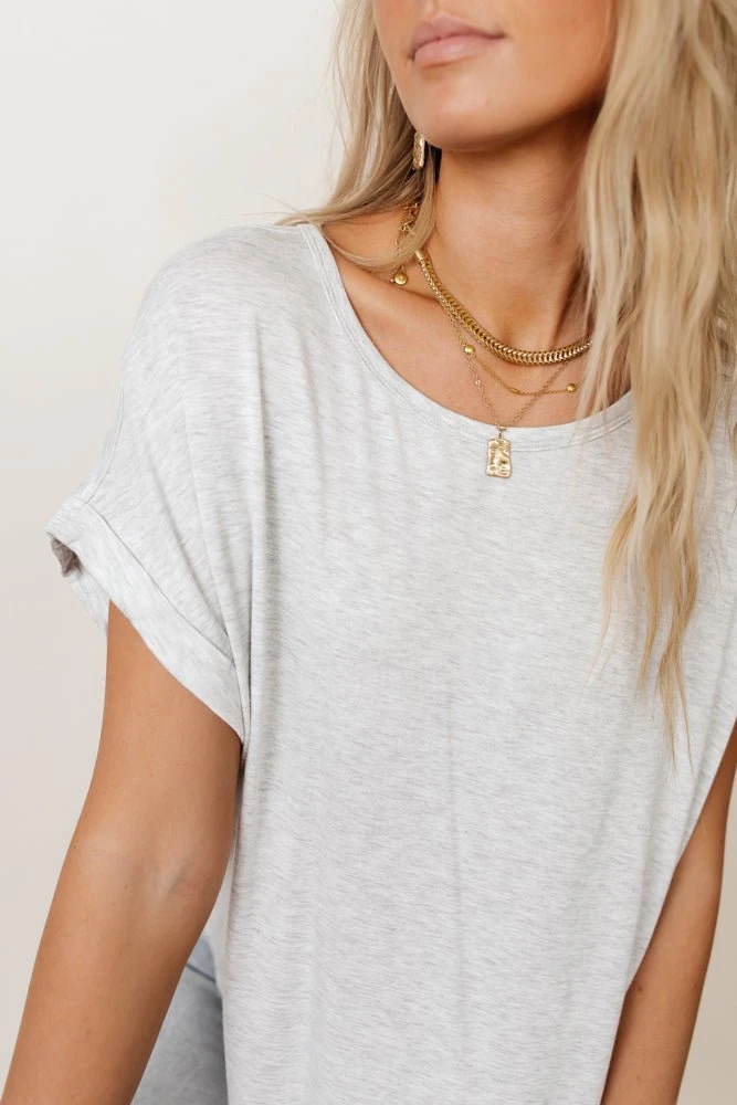 WORUI Dempsey Rolled Sleeve Tee In Grey Tops 5 WORUI Dempsey Rolled Sleeve Tee In Grey Tops