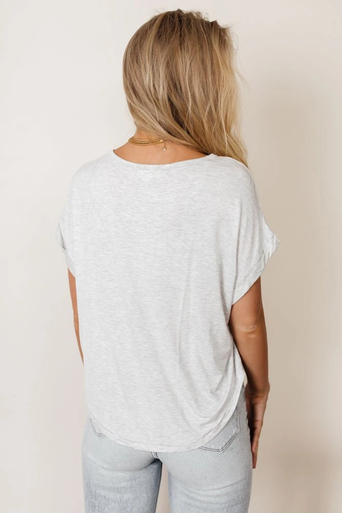 WORUI Dempsey Rolled Sleeve Tee In Grey Tops 8 WORUI Dempsey Rolled Sleeve Tee In Grey Tops