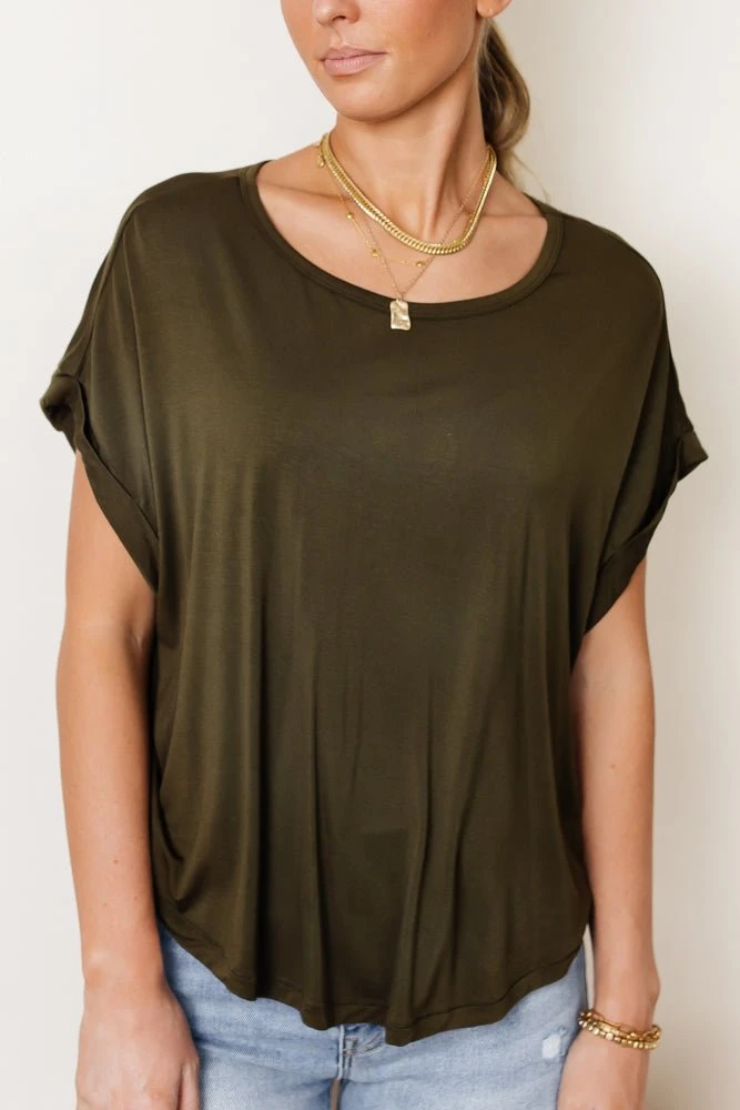 WORUI Dempsey Rolled Sleeve Tee In Grey Tops 9 WORUI Dempsey Rolled Sleeve Tee In Grey Tops