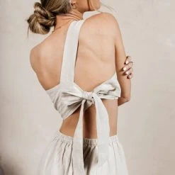 SINA Coastal Getaway Suzie Midi Dress In Natural - FINAL SALE