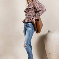 PROMESA Bohme In Bloom Aren Floral Blouse In Rust