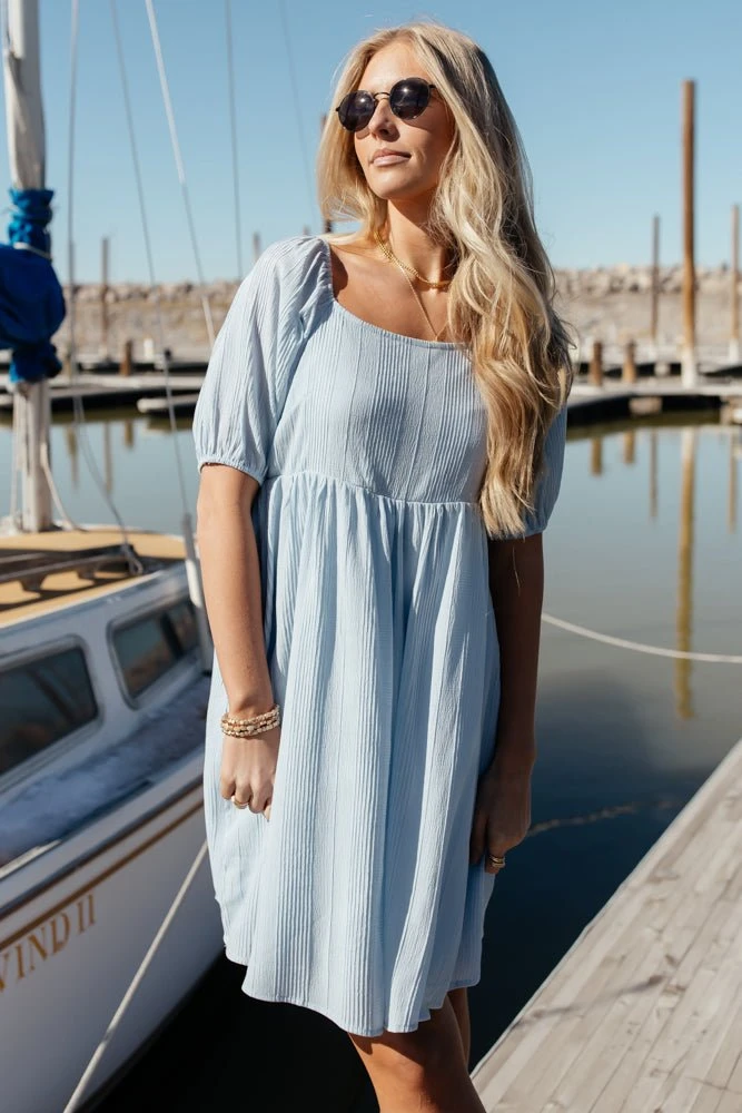 LISTICLE Elodie Mini Dress In Blue - FINAL SALE 6 LISTICLE Elodie Mini Dress In Blue - FINAL SALE