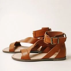 FREE SOUL/MIRACLE MILE Top Sellers Peyton Ankle Strap Sandals In Brown - FINAL SALE