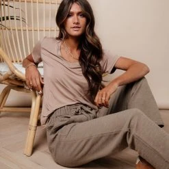 LIME N CHILI Essentials V Neck Tee In Taupe Back In Stock 11 LIME N CHILI Essentials V Neck Tee In Taupe Back In Stock