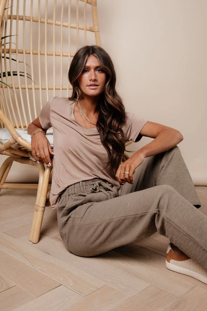 LIME N CHILI Essentials V Neck Tee In Taupe Back In Stock 6 LIME N CHILI Essentials V Neck Tee In Taupe Back In Stock