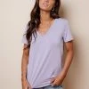 LIME N CHILI Tops Essentials V Neck Tee In Lavender
