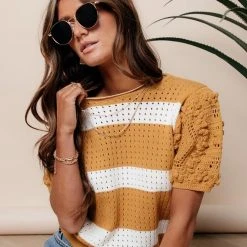 SINA Short Sleeve Alisiah Crochet Top