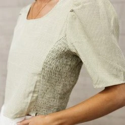 WELLMADE INC Work Edit Angelica Cropped Top In Sage