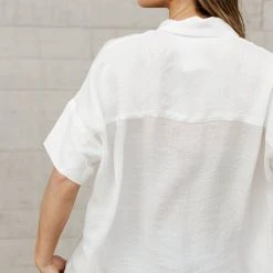 FUN 2 FUN Tops Veronica Button Down Blouse In White