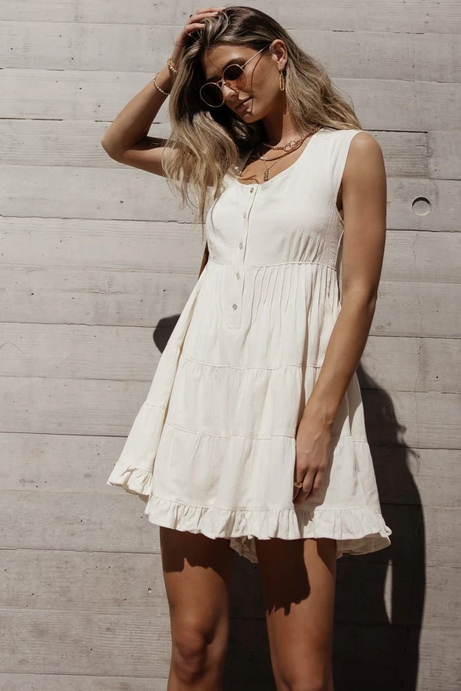 SINA Jumpsuits & Overalls Liv Tiered Romper In Cream 7 SINA Jumpsuits & Overalls Liv Tiered Romper In Cream