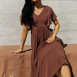 IN LOOM Sasha Midi Dress In Mocha Dresses