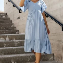 IN LOOM Sasha Midi Dress In Light Blue Dresses