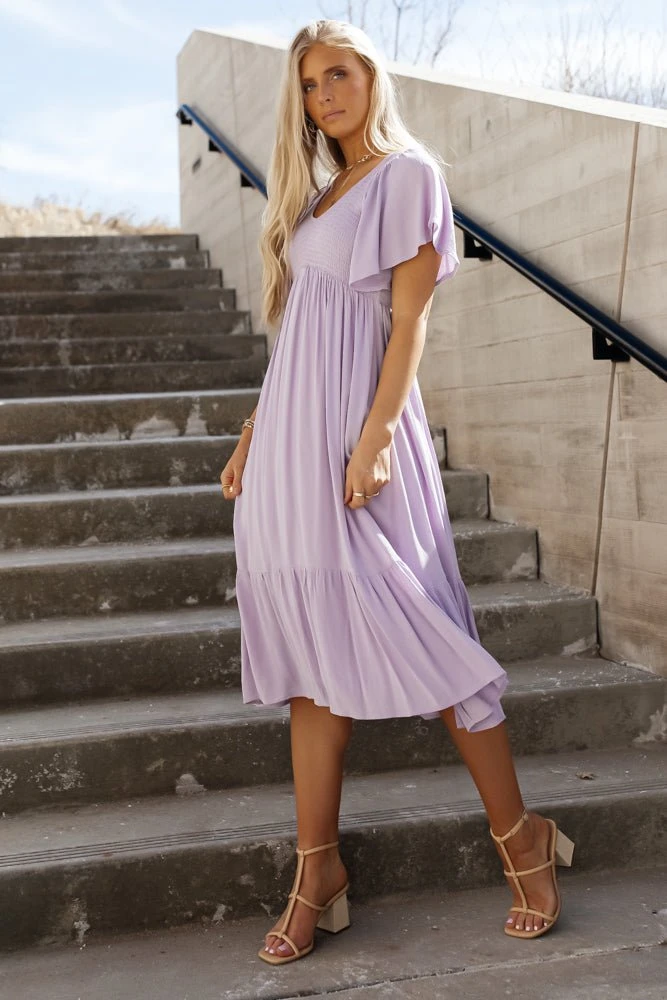 IN LOOM Sasha Midi Dress In Lavender Dresses 6 IN LOOM Sasha Midi Dress In Lavender Dresses