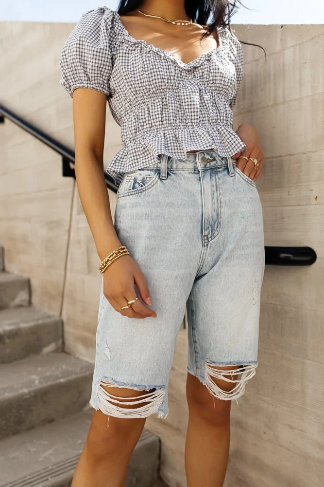 Plastic Vervet Kaelie Bermuda Shorts In Light Wash 3 Plastic Vervet Kaelie Bermuda Shorts In Light Wash