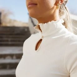 GINGER G Naomi Ribbed Top In Ivory - FINAL SALE