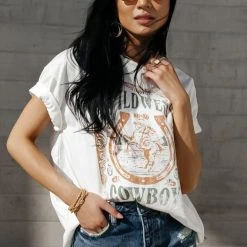 WELLMADE INC Tops Wild West Cowboy Graphic Tee