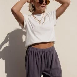 WELLMADE INC Selena Rolled Sleeve Tee In White 9 WELLMADE INC Selena Rolled Sleeve Tee In White