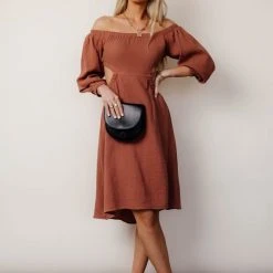 LE LIS Laurene Midi Dress In Brown - FINAL SALE