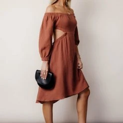 LE LIS Laurene Midi Dress In Brown - FINAL SALE