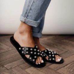 BEAST FASHION New Arrivals Jayla Studded Sandals In Black