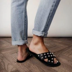 BEAST FASHION New Arrivals Jayla Studded Sandals In Black
