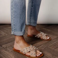 BEAST FASHION New Arrivals Jayla Studded Sandals In Nude