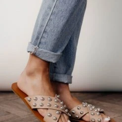 BEAST FASHION New Arrivals Jayla Studded Sandals In Nude