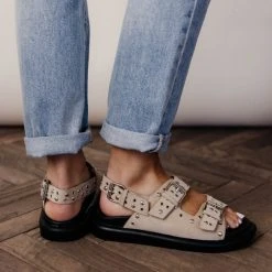 BEAST FASHION Zaya Buckle Sandals In Beige