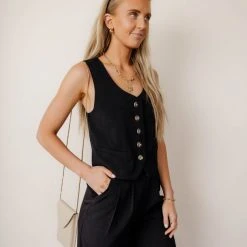 AARON & AMBER Tops Joan Vest In Black