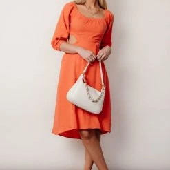 LE LIS Laurene Midi Dress In Coral - FINAL SALE