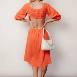 LE LIS Laurene Midi Dress In Coral - FINAL SALE