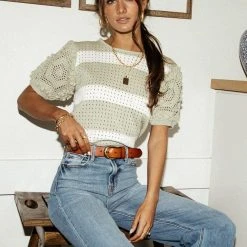 SINA Short Sleeve Alisiah Crochet Top