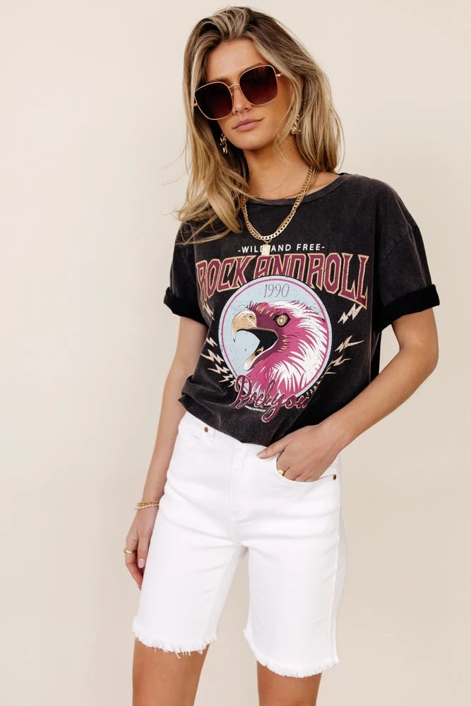 KANCAN Cori Mid-Thigh Denim Shorts In White New Arrivals 7 KANCAN Cori Mid-Thigh Denim Shorts In White New Arrivals