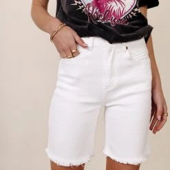 KANCAN Cori Mid-Thigh Denim Shorts In White New Arrivals 15 KANCAN Cori Mid-Thigh Denim Shorts In White New Arrivals