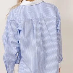 AARON & AMBER Work Edit Kathryn Button Up Shirt In Light Blue