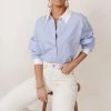 AARON & AMBER Work Edit Kathryn Button Up Shirt In Light Blue