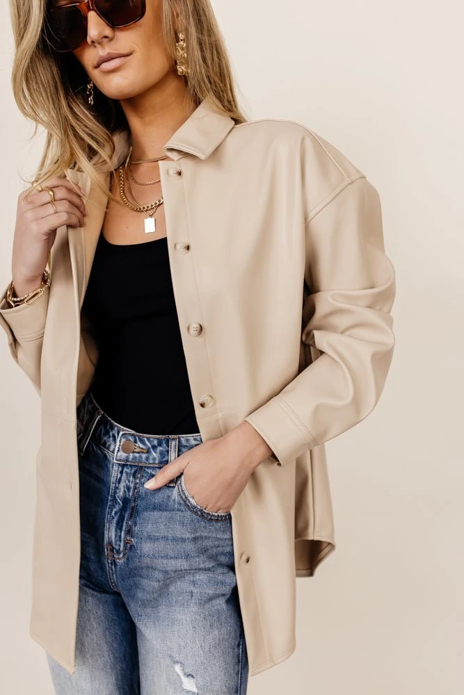 CALISTA Florence Shirt Jacket In Tan 4 CALISTA Florence Shirt Jacket In Tan