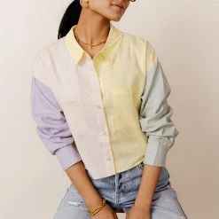 VERY J Kailin Button Down Shirt In Blush Shirts & Blouses