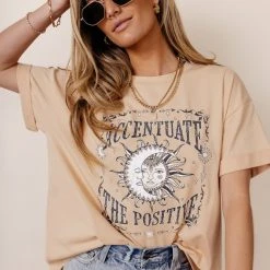 WELLMADE INC Accentuate The Positive Graphic Tee Tops