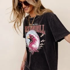 WORUI Tops Rock And Roll Graphic Tee