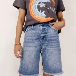 KANCAN Bohme Blaire Bermuda Shorts In Medium Wash Back In Stock