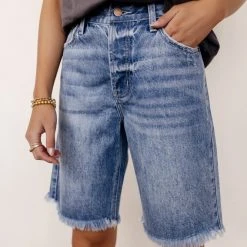 KANCAN Bohme Blaire Bermuda Shorts In Medium Wash Back In Stock