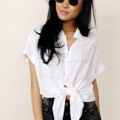 FUN 2 FUN Rhea Plaid Blouse Tops