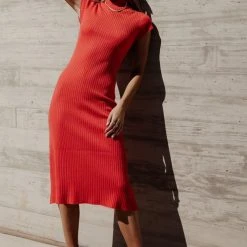 TEA N ROSE Kimi Bodycon Dress In Coral Dresses