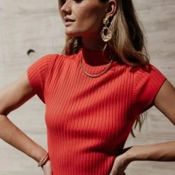 TEA N ROSE Kimi Bodycon Dress In Coral Dresses