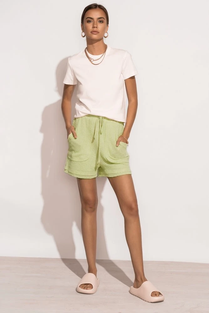LISTICLE Elisa Crochet Shorts In Green New Arrivals 4 LISTICLE Elisa Crochet Shorts In Green New Arrivals