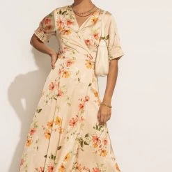 ROKOKO Bump Friendly Sophia Floral Dress In Nude 10 ROKOKO Bump Friendly Sophia Floral Dress In Nude